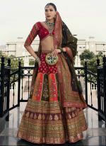 Silk Maroon Bridal Wear Embroidery Work Readymade Lehenga Choli